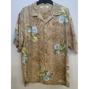 Men's Tommy Bahama Silk Blend Brown  Hawaiian Shirt- XL